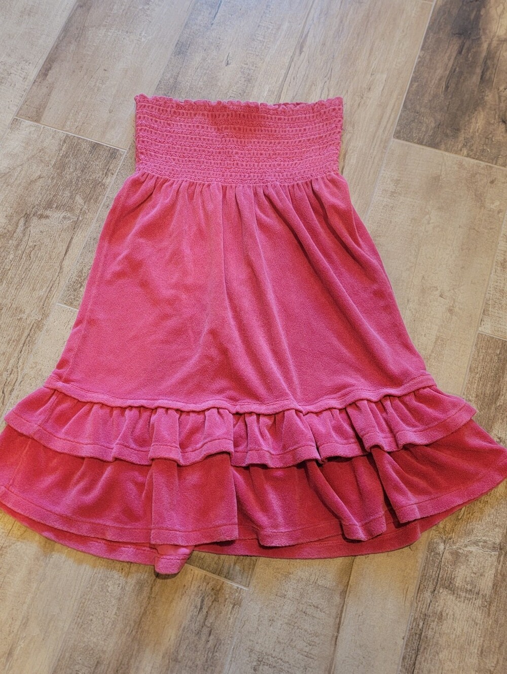 Y2K Juicy Couture VTG Pink Ruffle Terry Cover Up Dress M